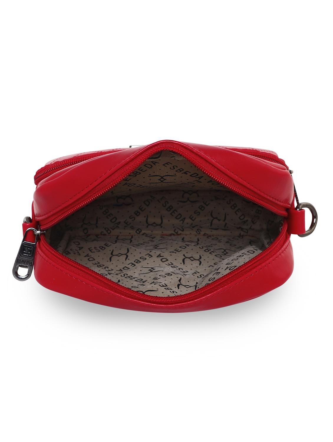 red textured regular sling bag - 18393893 - Standard Image - 2