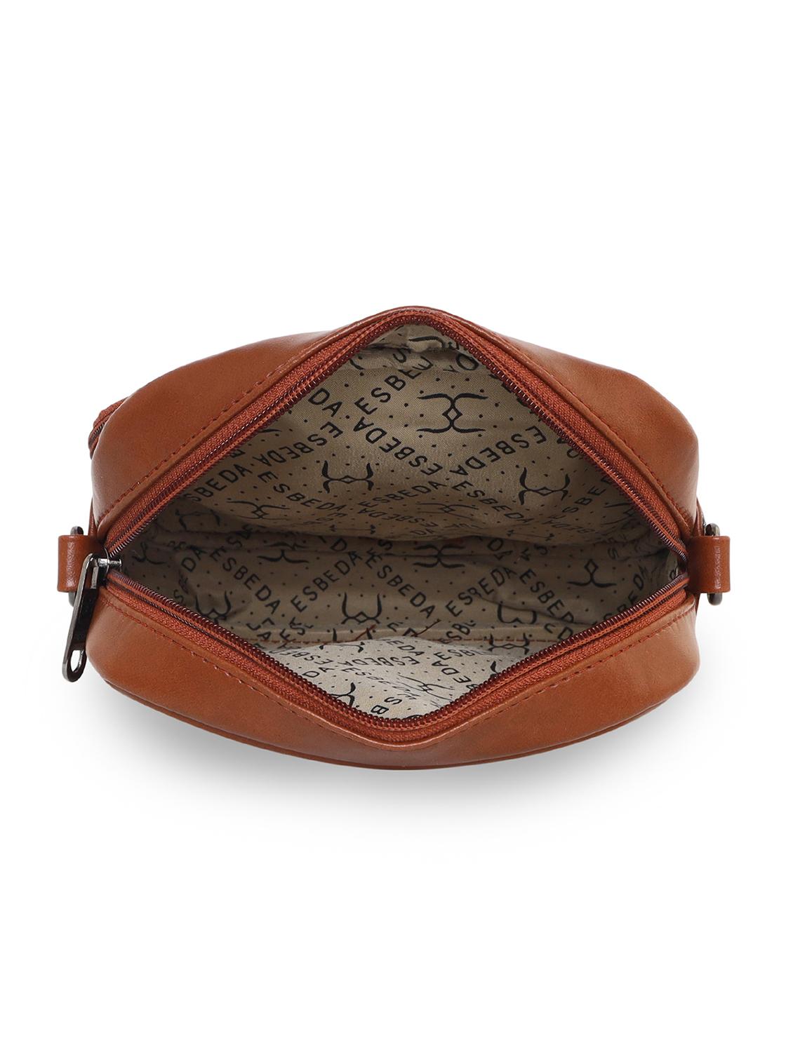 tan textured regular sling bag - 18393895 - Standard Image - 2