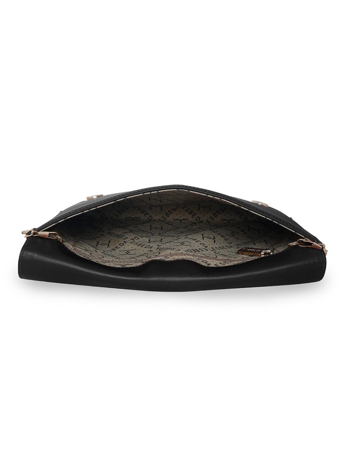 black leatherette envelope clutch - 18393921 - Standard Image - 2