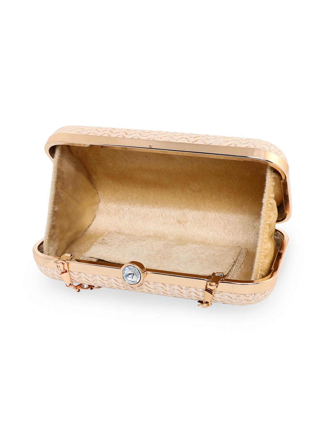 gold textured box clutch - 18393947 - Standard Image - 2