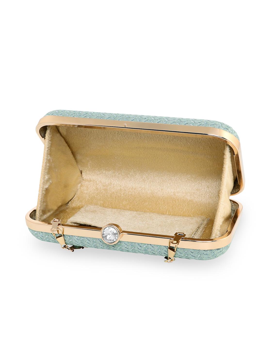 green textured box clutch - 18393948 - Standard Image - 2