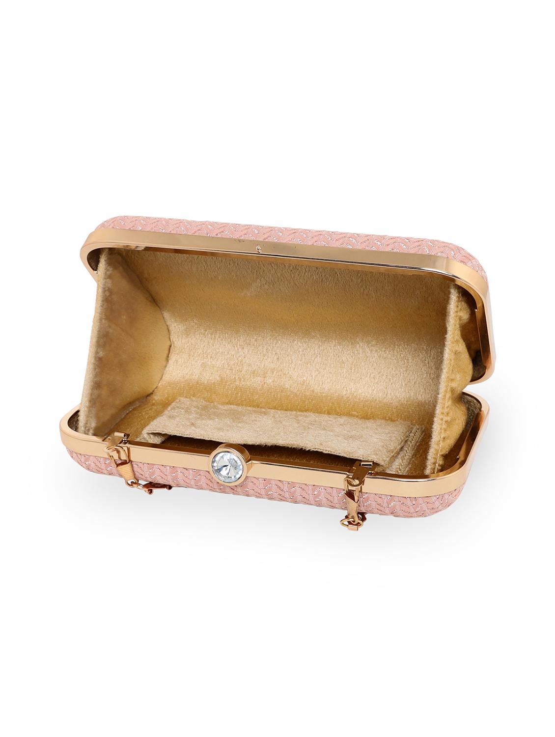 peach textured box clutch - 18393951 - Standard Image - 2