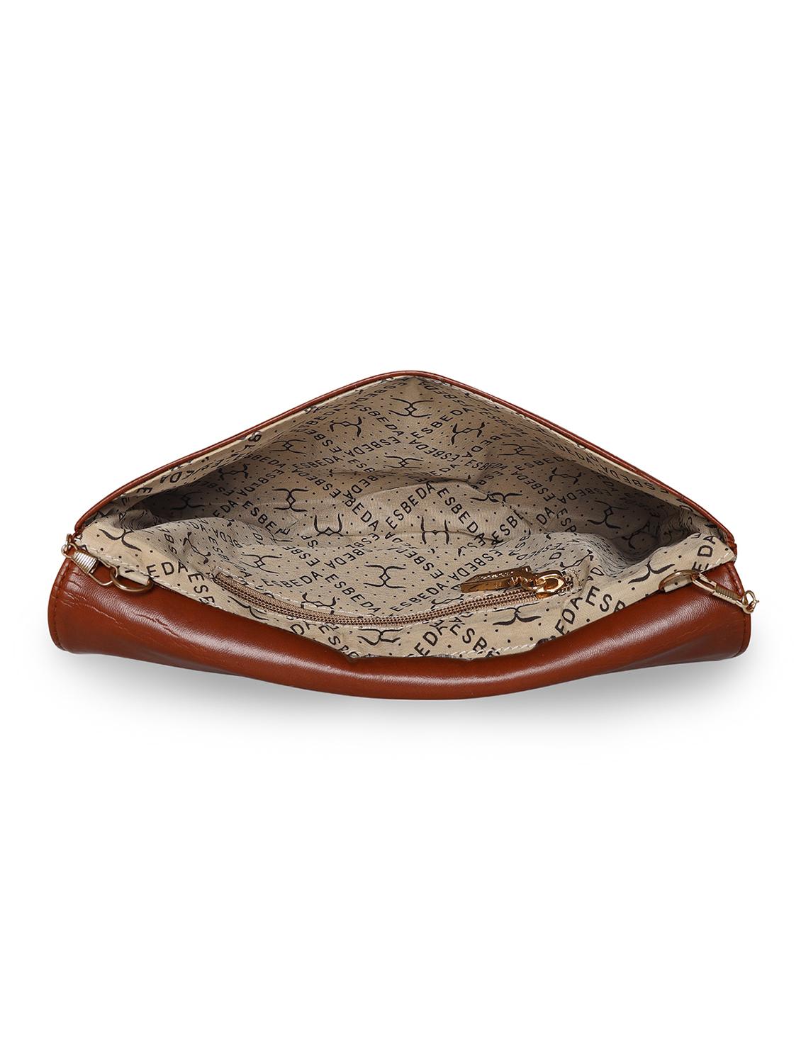 tan leatherette envelope clutch - 18393981 - Standard Image - 2