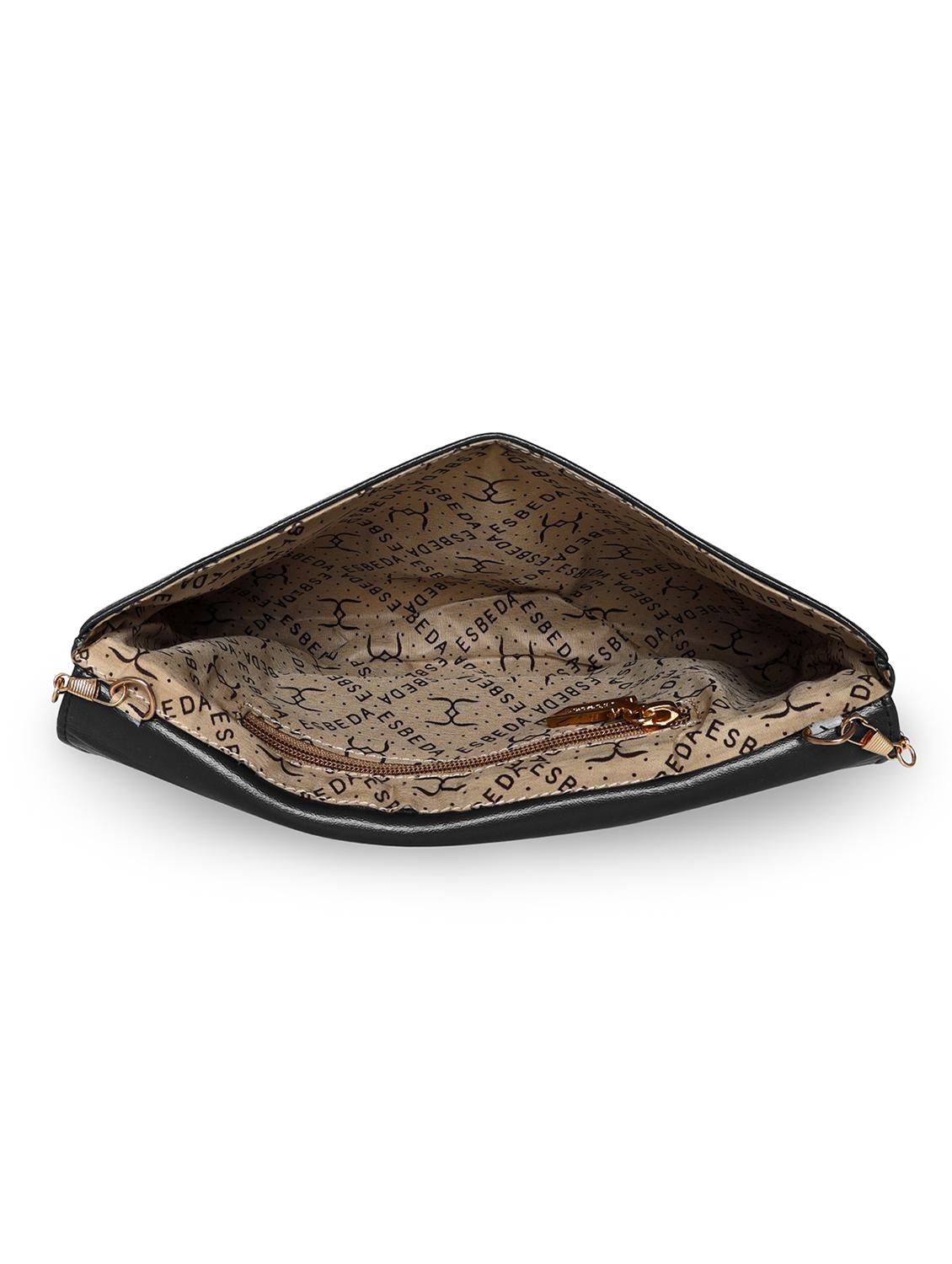 black leatherette envelope clutch - 18393984 - Standard Image - 2