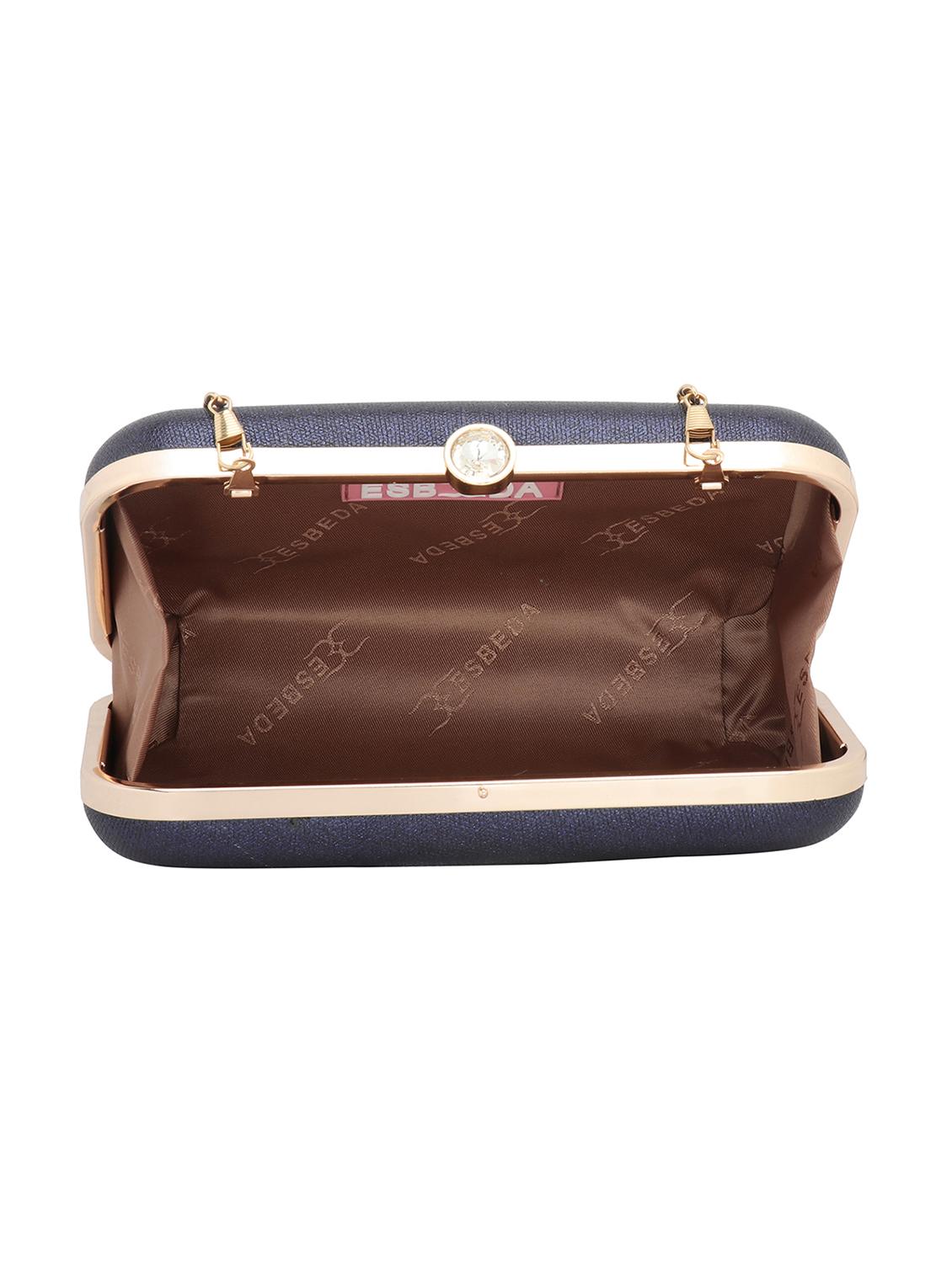blue textured box clutch - 18393990 - Standard Image - 2