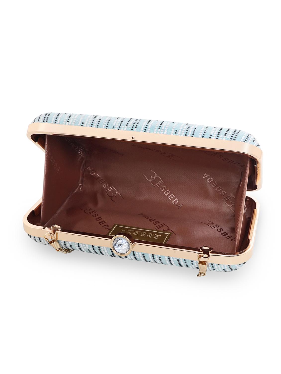 blue printed box clutch - 18394003 - Standard Image - 2