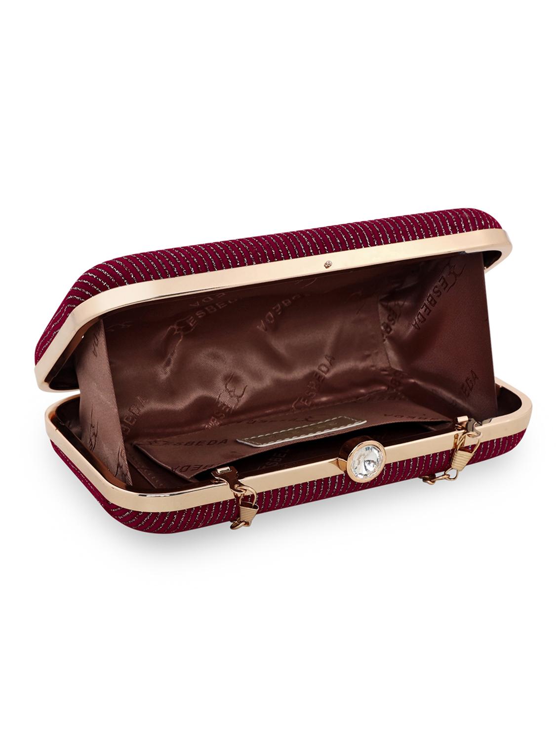 maroon velvet box clutch - 18394010 - Standard Image - 2
