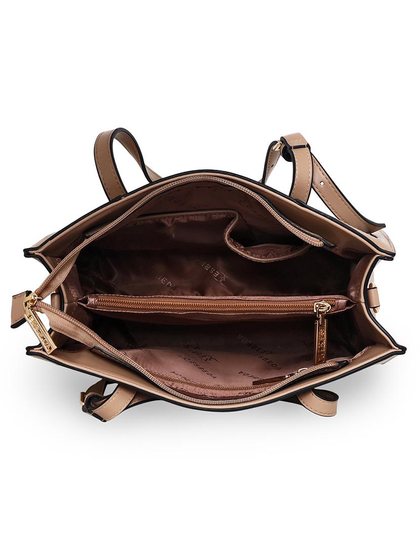 beige leatherette (pu) handbag - 18394086 - Standard Image - 2