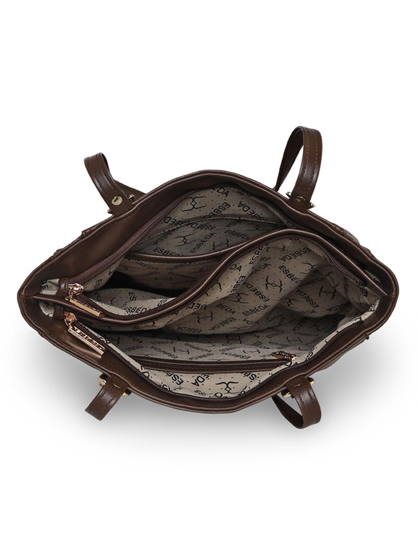 brown leatherette (pu) handbag - 18394307 - Standard Image - 2