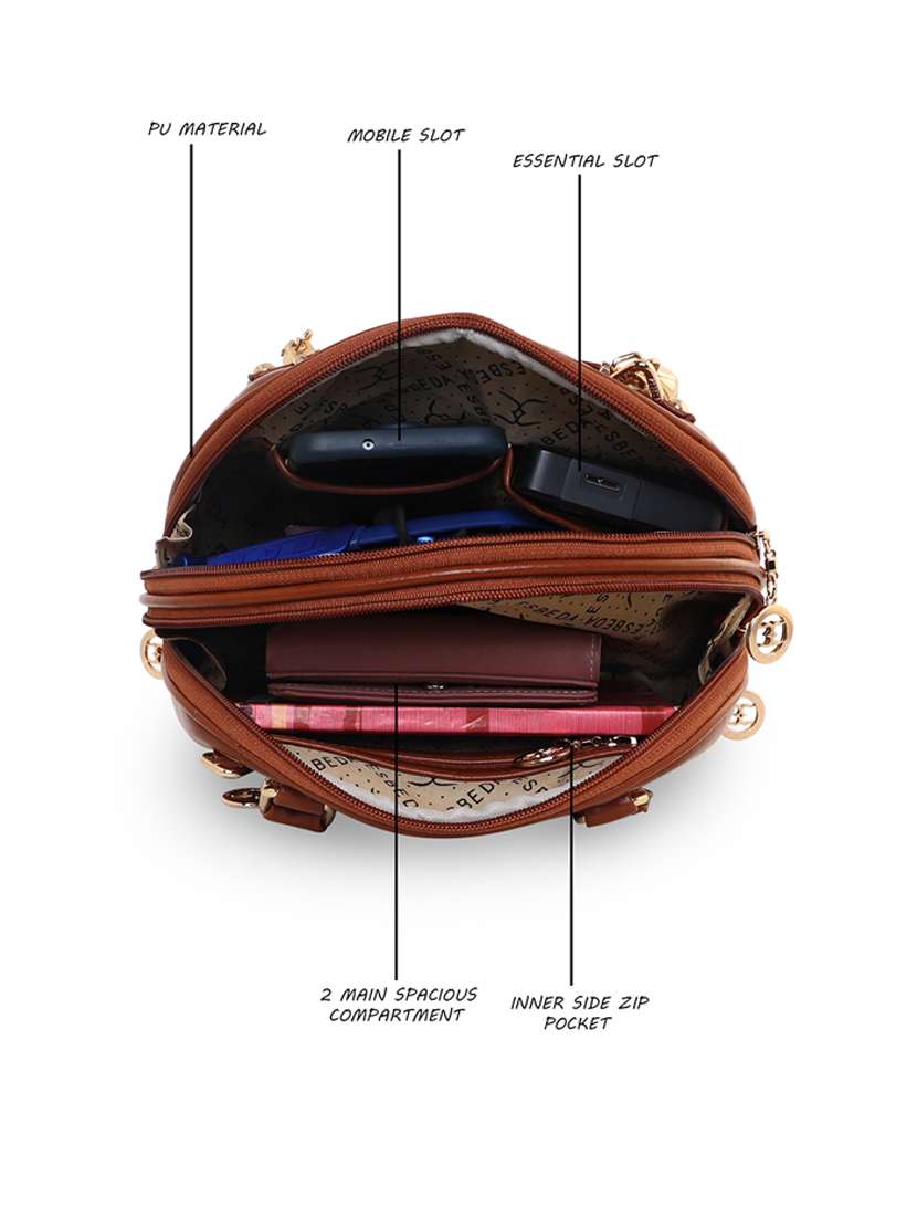 tan leatherette (pu) handbag - 18394320 -  Standard Image - 2