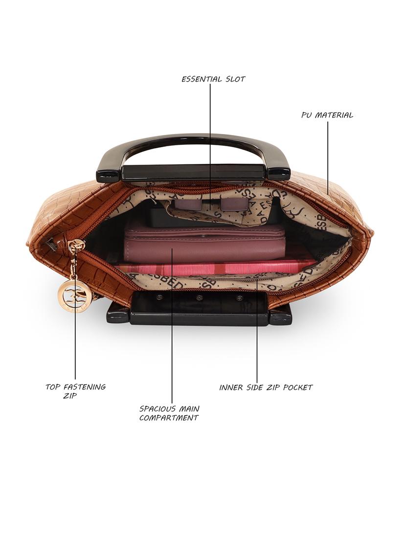 tan leatherette (pu) handbag - 18394428 - Standard Image - 2
