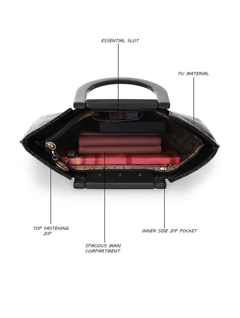 black leatherette (pu) handbag - 18394434 - Standard Image - 2