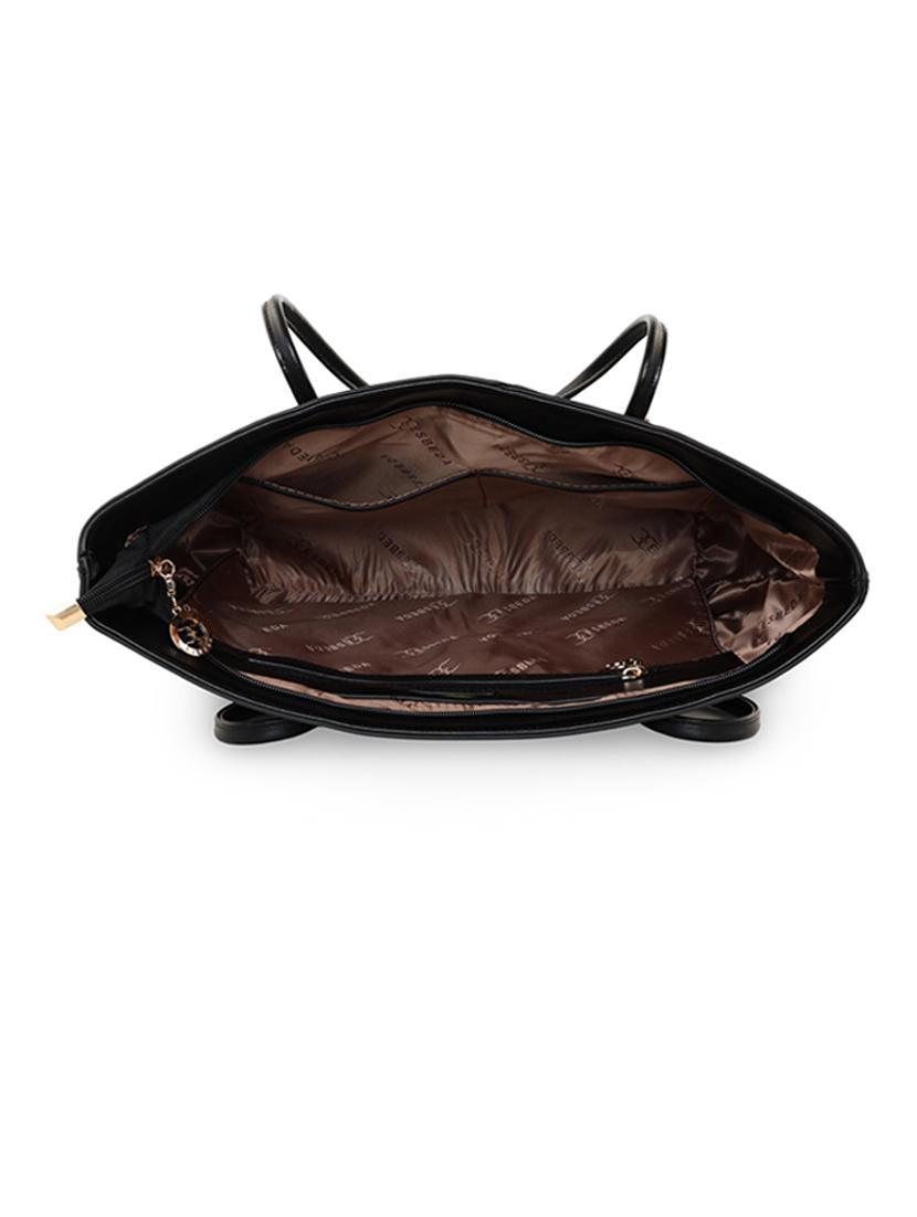 black leatherette (pu) combo handbag - 18394502 - Standard Image - 2
