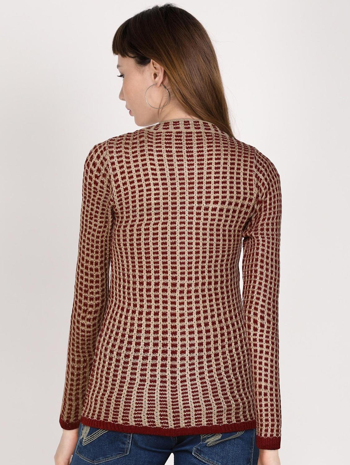 round neck self design cardigan - 18394660 - Standard Image - 2