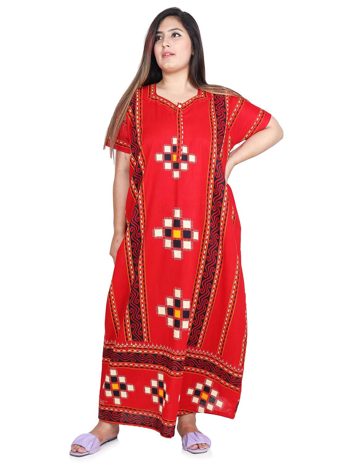 square neck printed nighty 