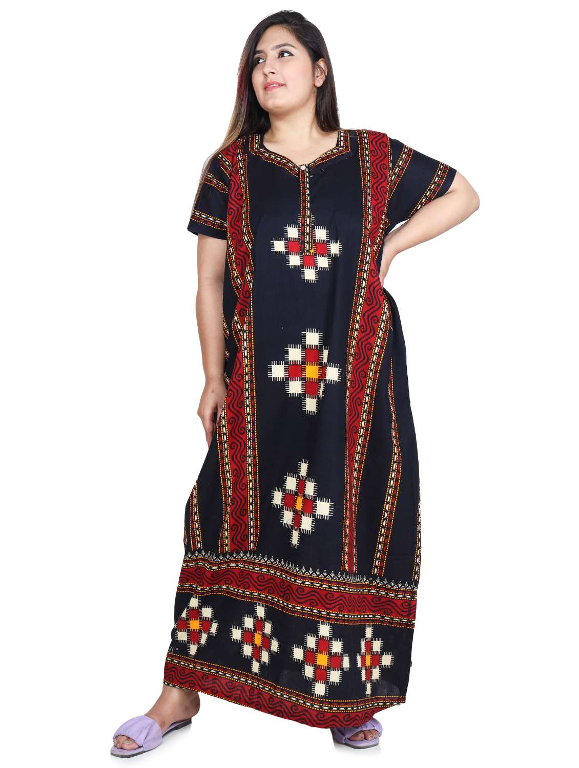 square neck printed nighty 