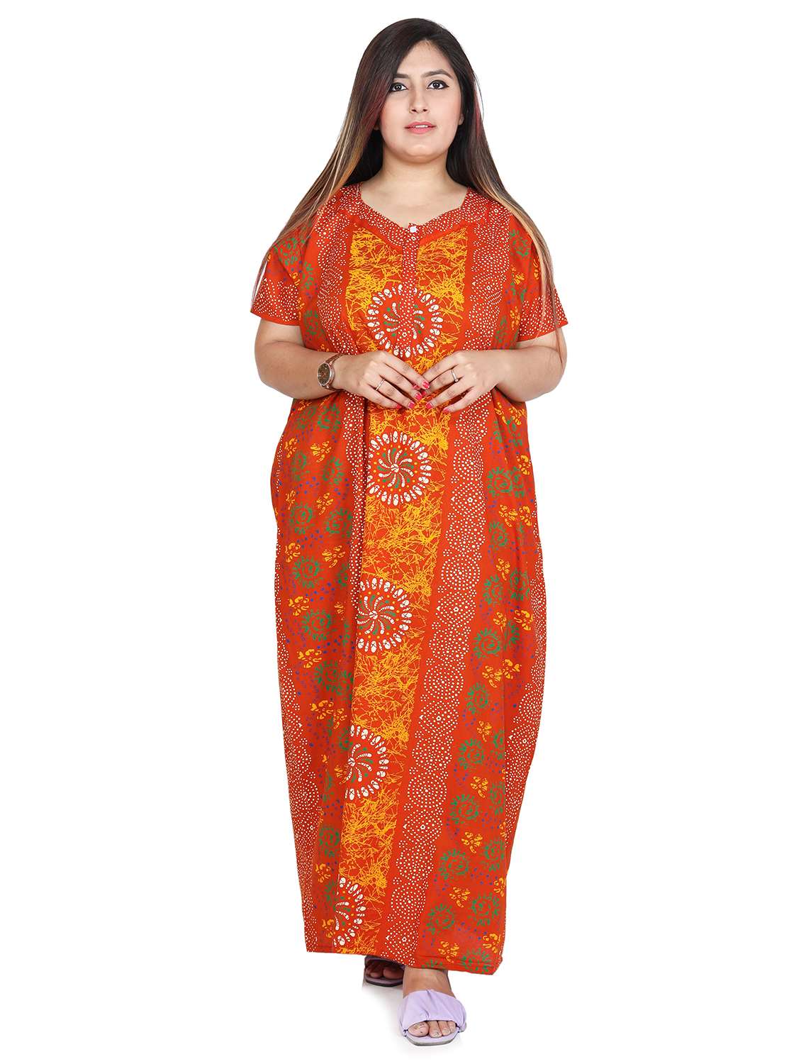 square neck printed nighty 