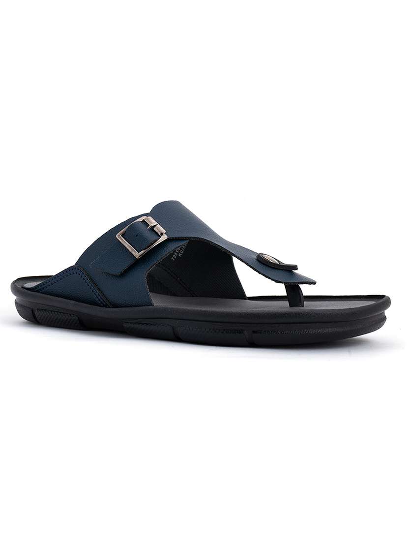 navy blue solid slip on slipper