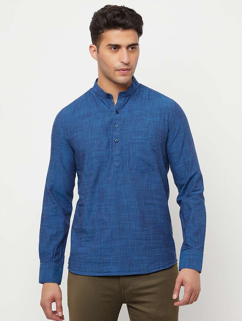navy blue solid short kurta