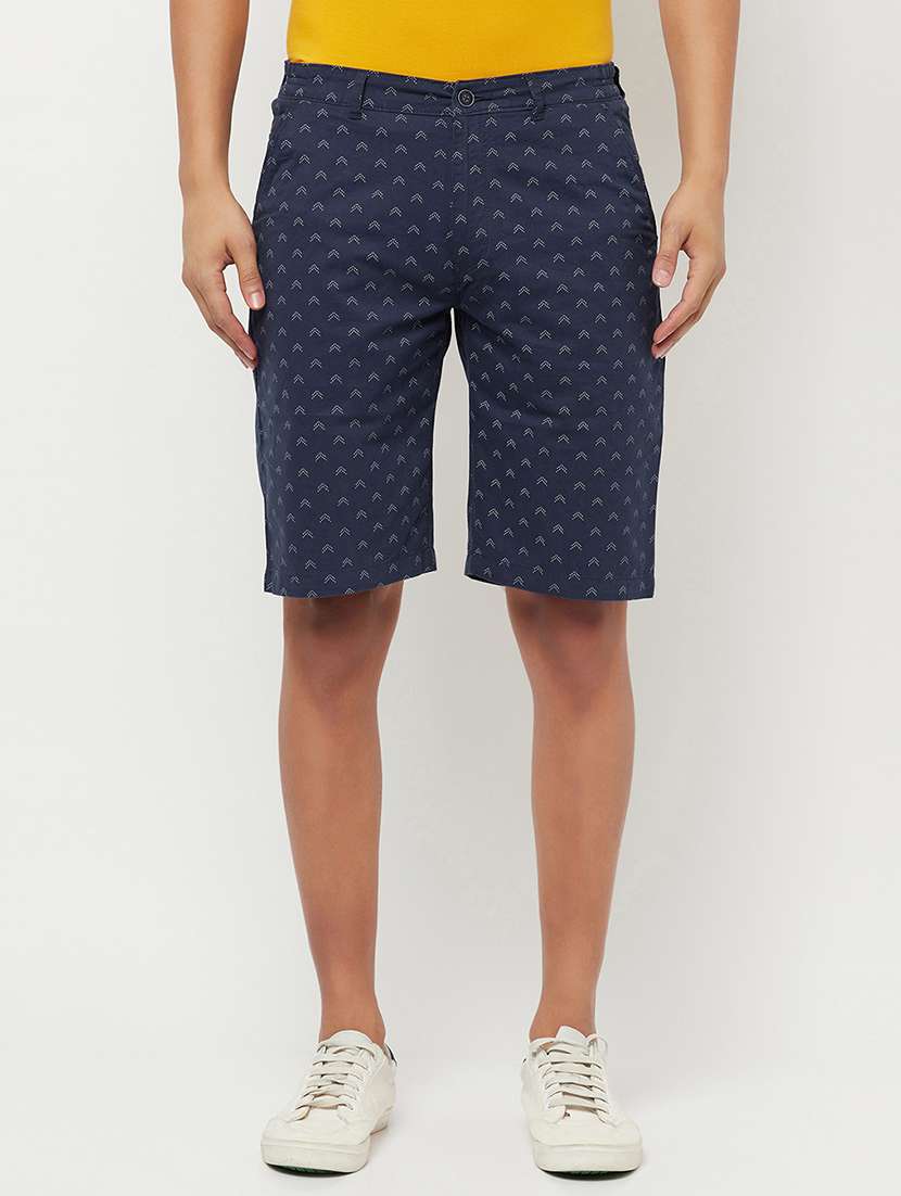 navy blue printed short