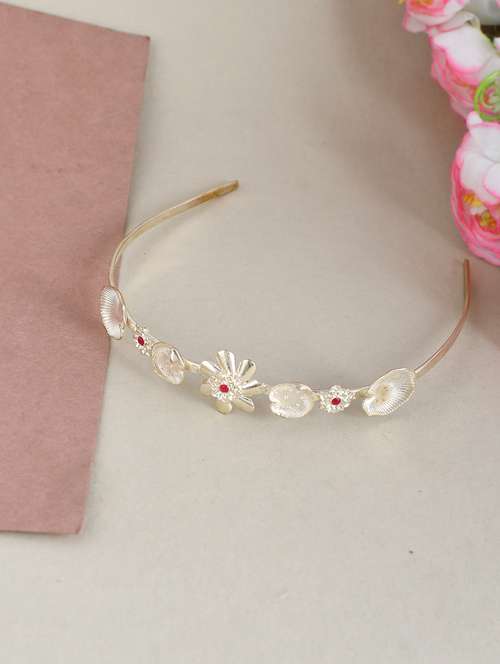 silver plated tiara floral metal hairband - 18395582 -  Standard Image - 0