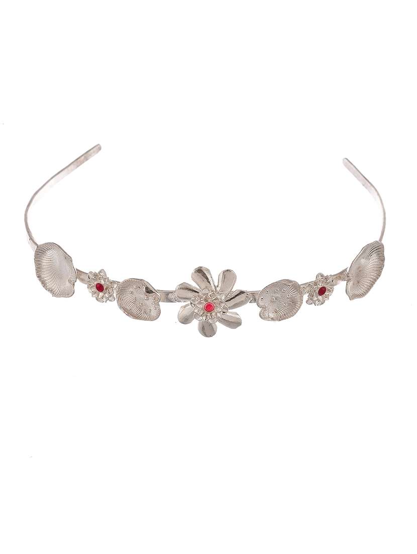Silver Plated Tiara Floral Metal Hairband