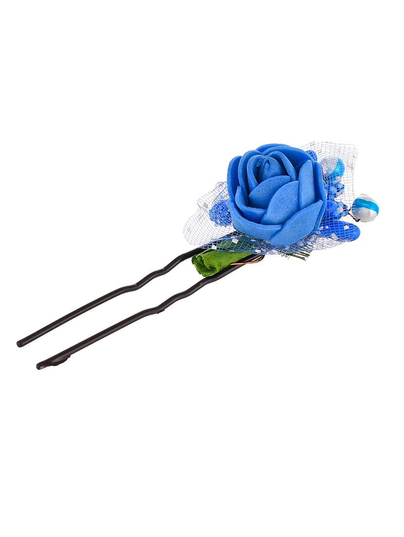 Set Of 10 Blue Flower Juda Hair Bun Accessory Set - 18395666 -  Standard Image - 2