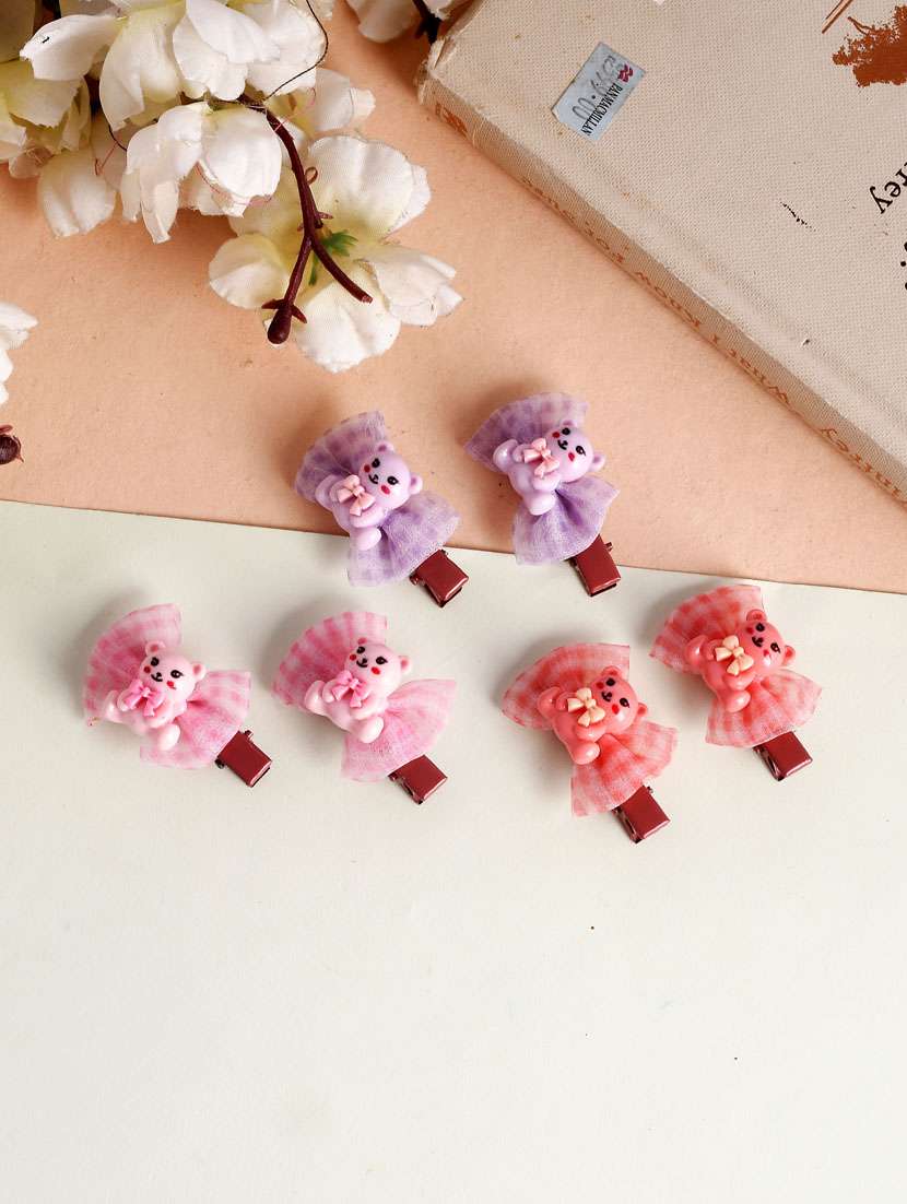 set of 6 lace teddy bear alligator hair accessory set