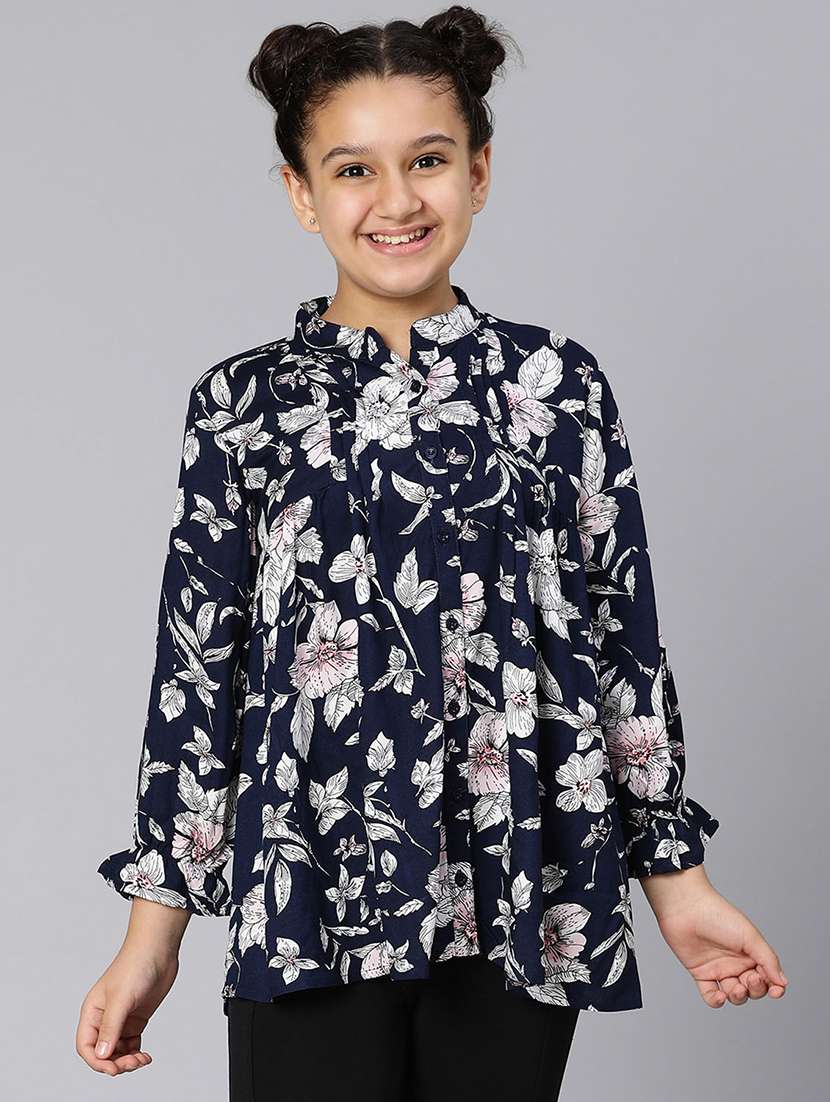 girls mandarin collar top