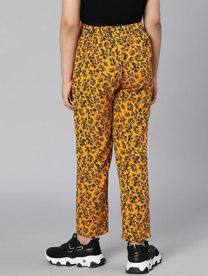 yellow printed casual trouser - 18395717 - Standard Image - 2