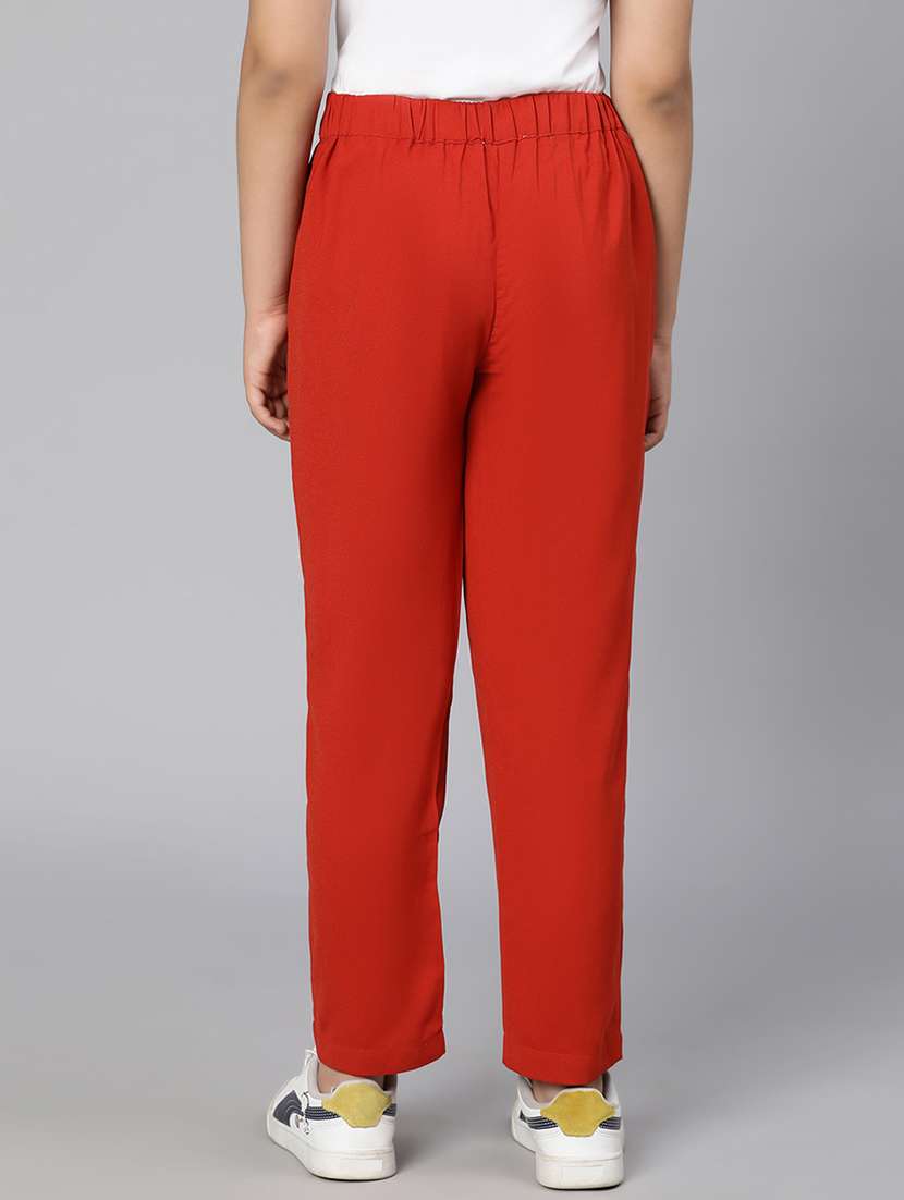 red solid casual trouser - 18395718 -  Standard Image - 2