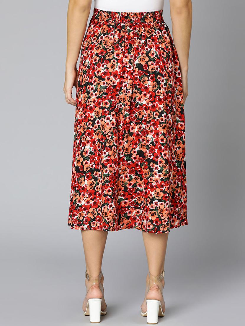 mid rise floral flared skirt - 18395726 - Standard Image - 2
