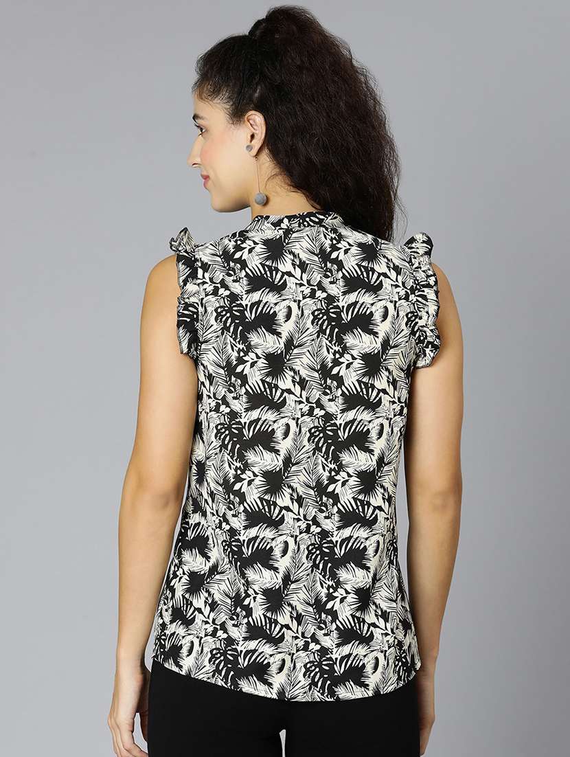 women's straight tie-up neck top - 18395750 - Standard Image - 2