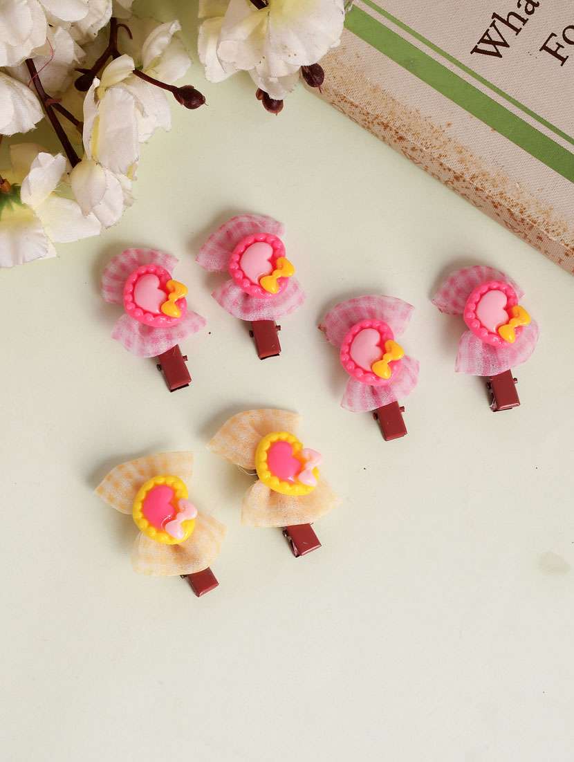 set of 6 bow lace hair alligator clip