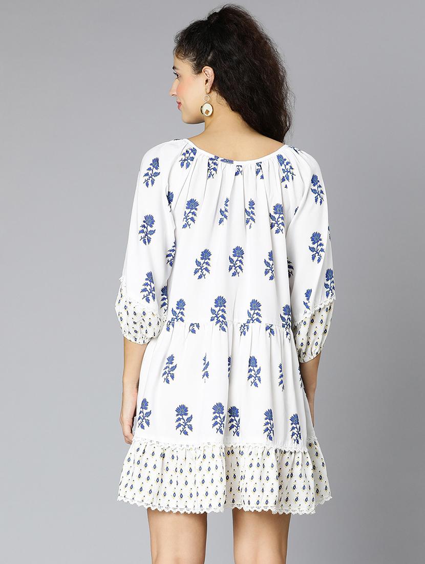 round neck floral fit & flare dress - 18395831 - Standard Image - 2