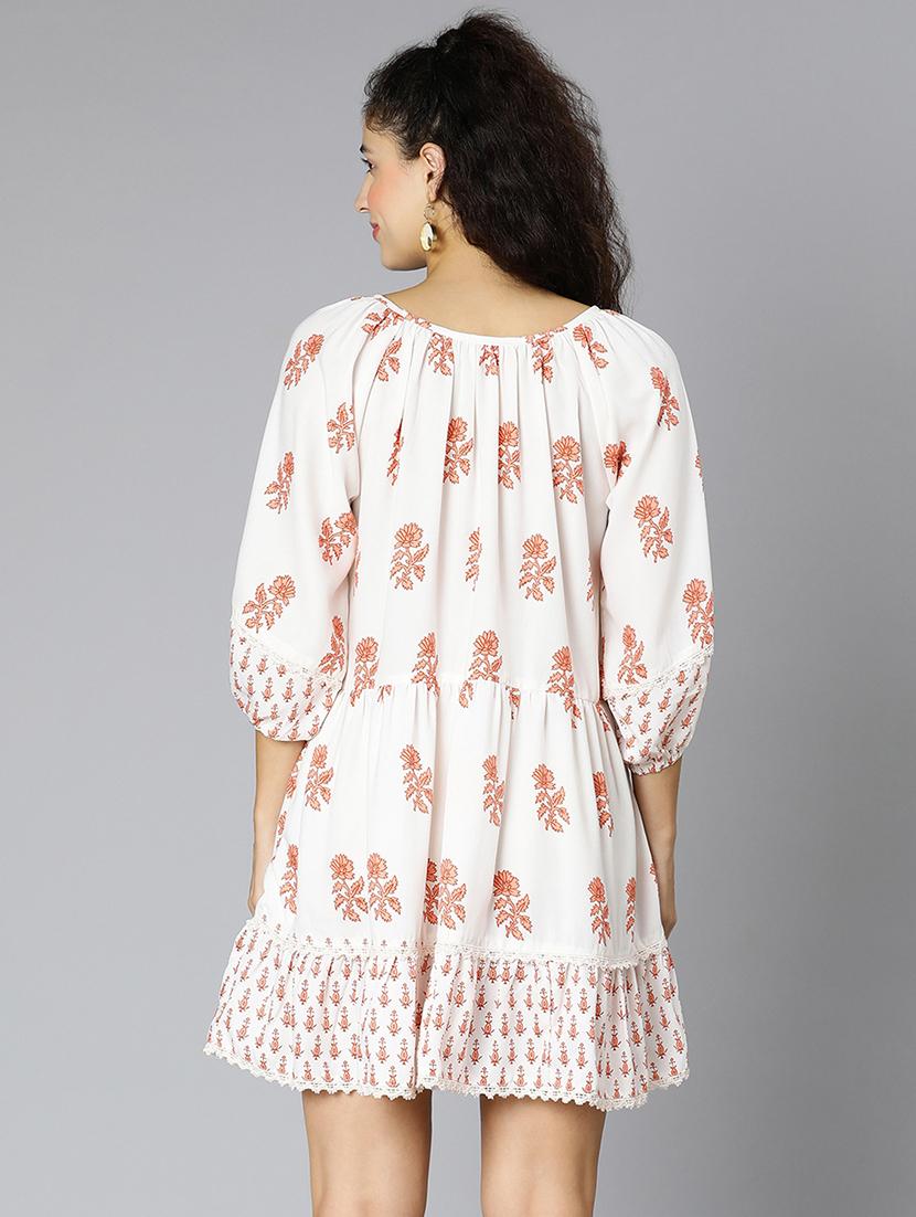 round neck floral fit & flare dress - 18395832 - Standard Image - 2
