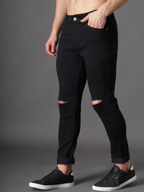 mens slim fit slash knee jeans - 18396045 - Standard Image - 0