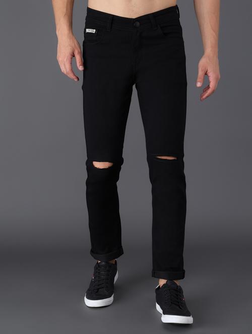 mens slim fit slash knee jeans - 18396062 - Standard Image - 0