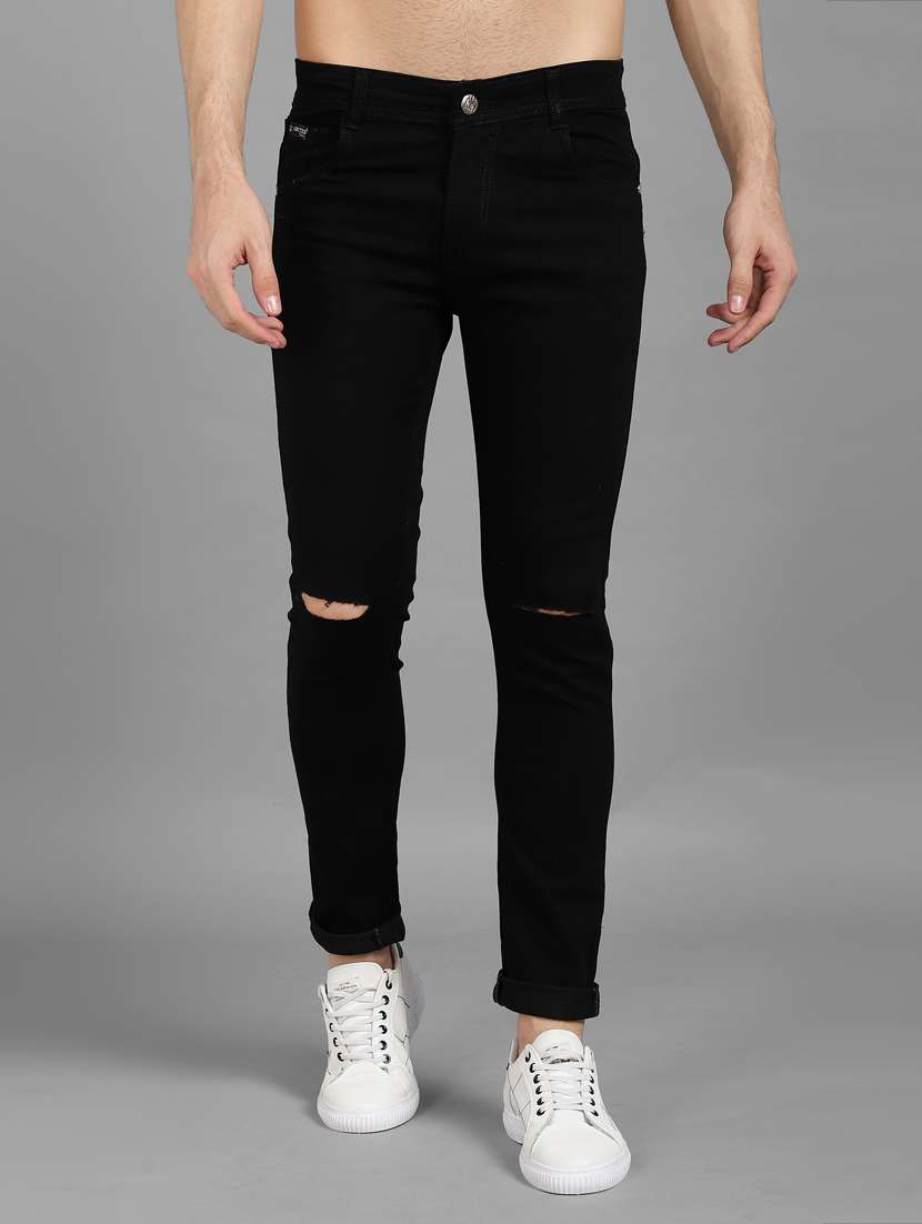 mens skinny fit slash knee jeans