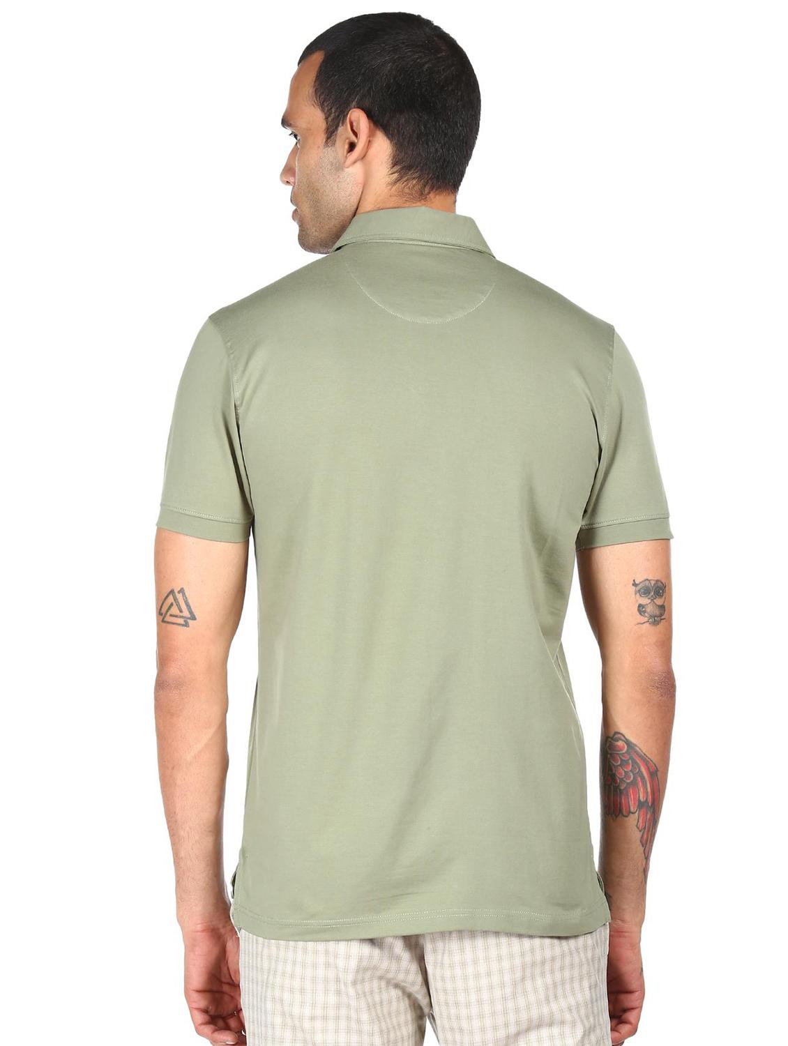 olive-green solid polo t-shirt - 18396336 - Standard Image - 2
