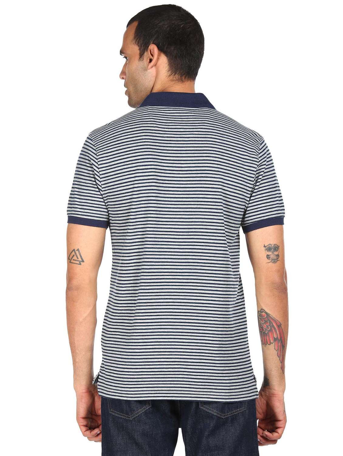 navy-blue striped polo t-shirt - 18396339 - Standard Image - 2