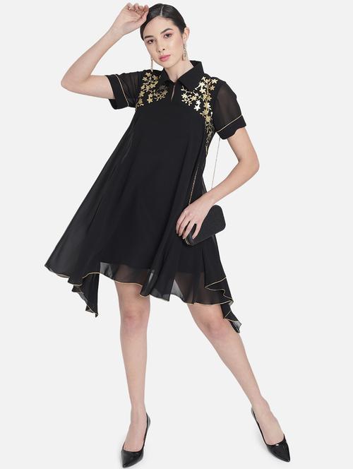 women's asymmetric foil print dress - 18396440 - Standard Image - 0