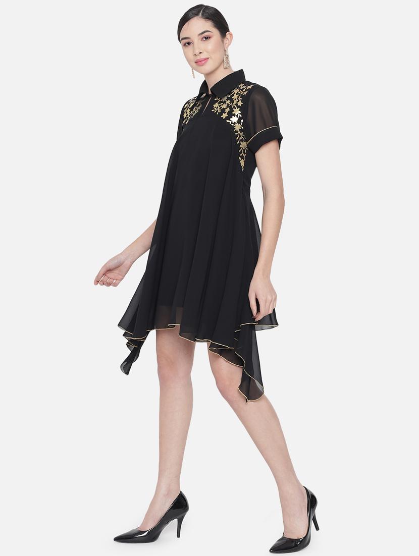 women's asymmetric foil print dress - 18396440 - Standard Image - 2
