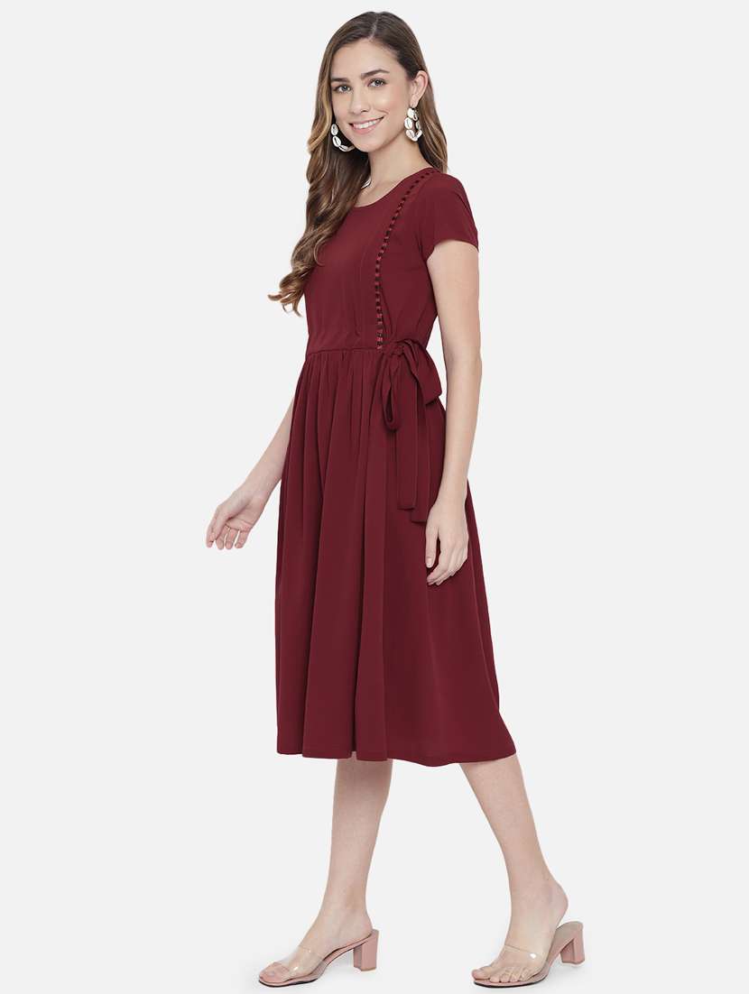 women's fit & flare solid dress - 18396444 -  Standard Image - 2