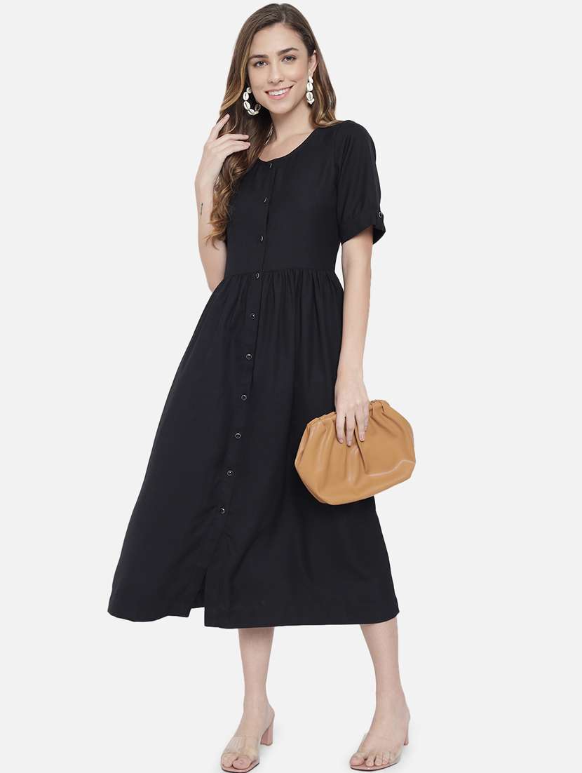 women's fit & flare solid dress