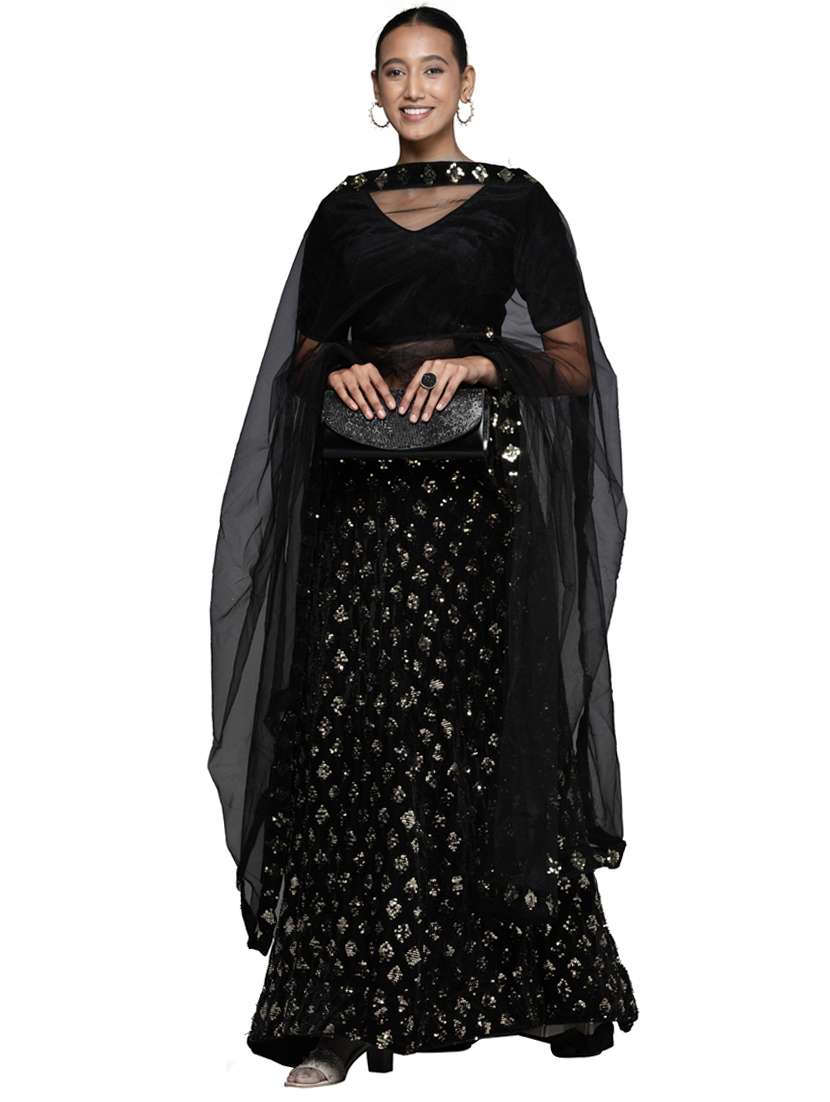 sequined a-line lehenga