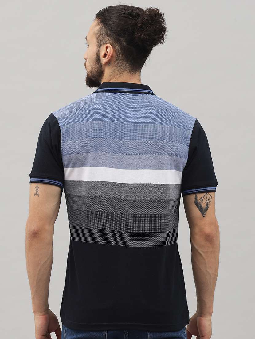 navy-blue striped polo t-shirt - 18396820 - Standard Image - 2