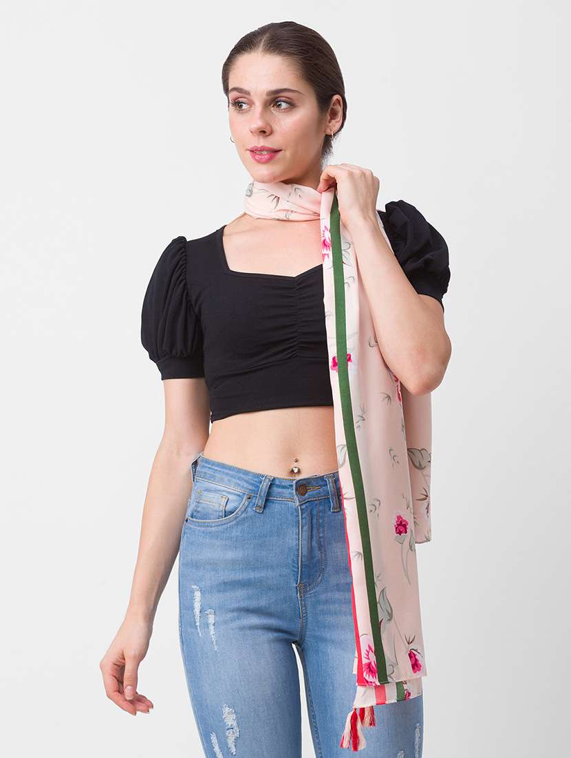 pink printed scarf 