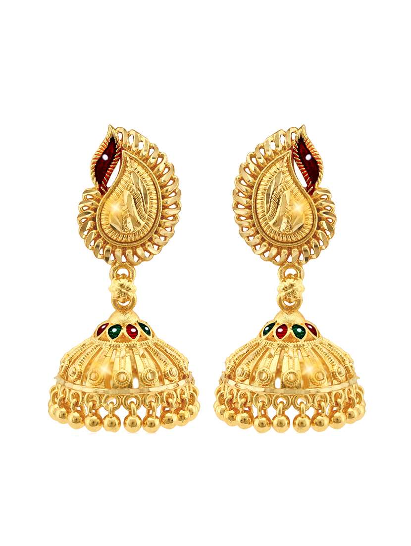 gold brass jhumka earring