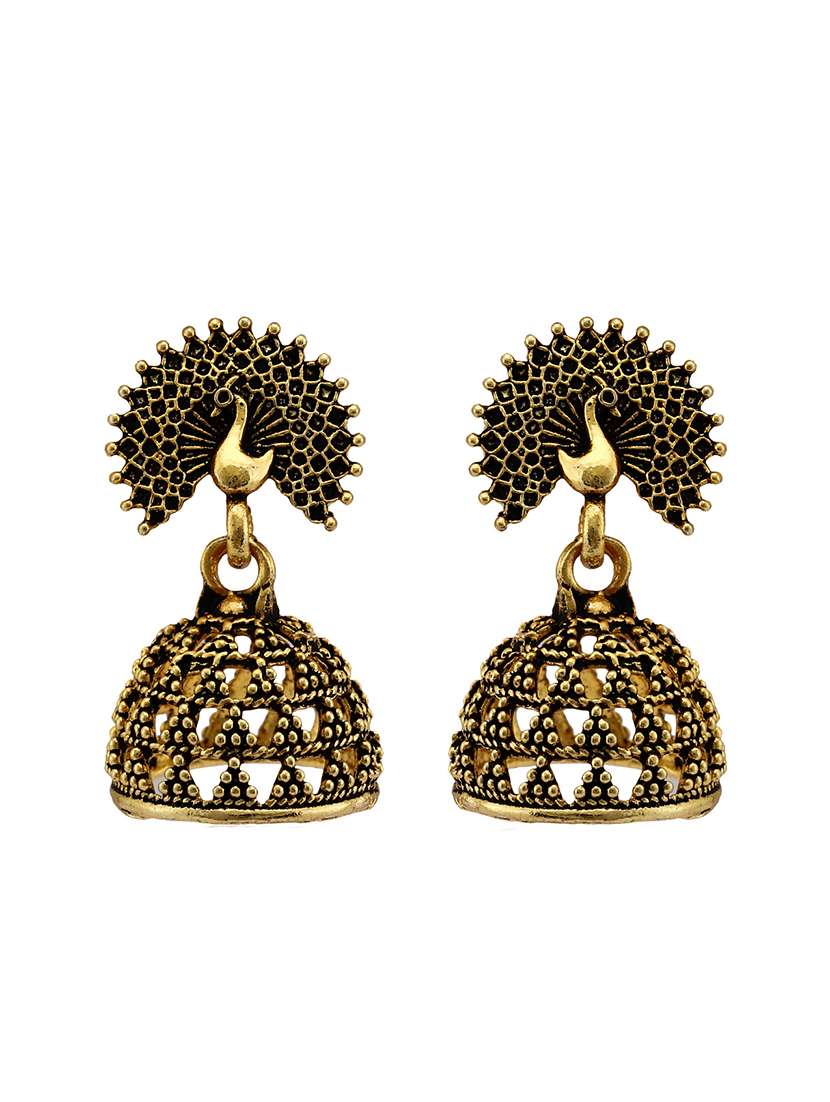 black brass jhumka earring